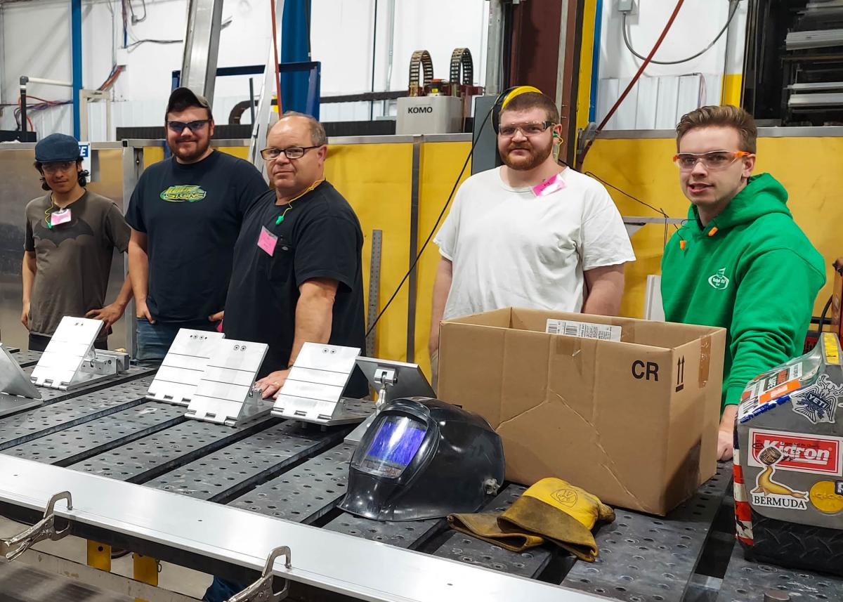 As part of a class project, students from Pennsylvania College of Technology’s School of Engineering Technologies designed and manufactured aluminum fixtures for Construction Specialties. The plates will facilitate the welding of expansion joints and other extrusions at the company’s facility in Muncy. 