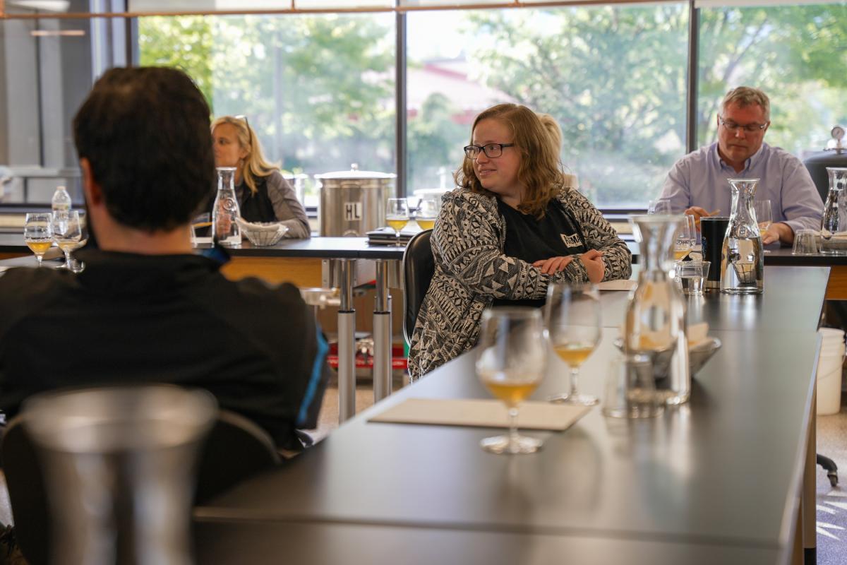 2022 brewing graduate Rachel J. Gobin, assistant brewer at Axemann Brewery, also returned to her alma mater to engage in the end-of-semester tradition.