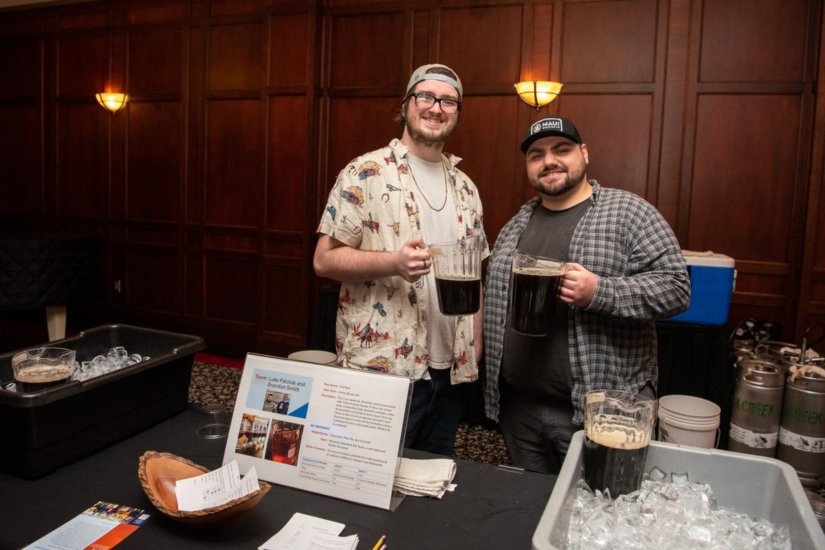 Palchak (left) and Smith serve up smiles and honey brown ale.