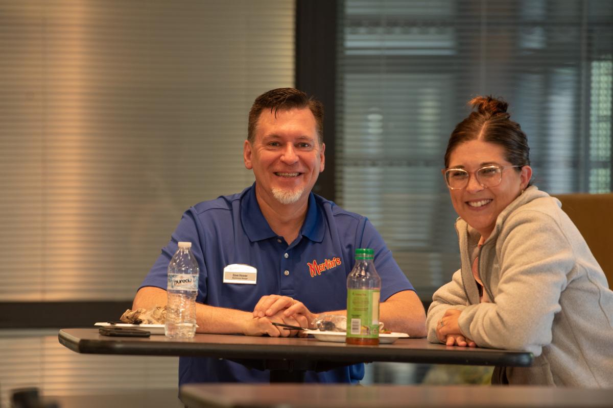 Enjoying a day away from the office for professional development: David Hoover, maintenance manager, and Sara Leonard, staffing specialist, both of Martin’s Famous Pastry Shoppe Inc. 