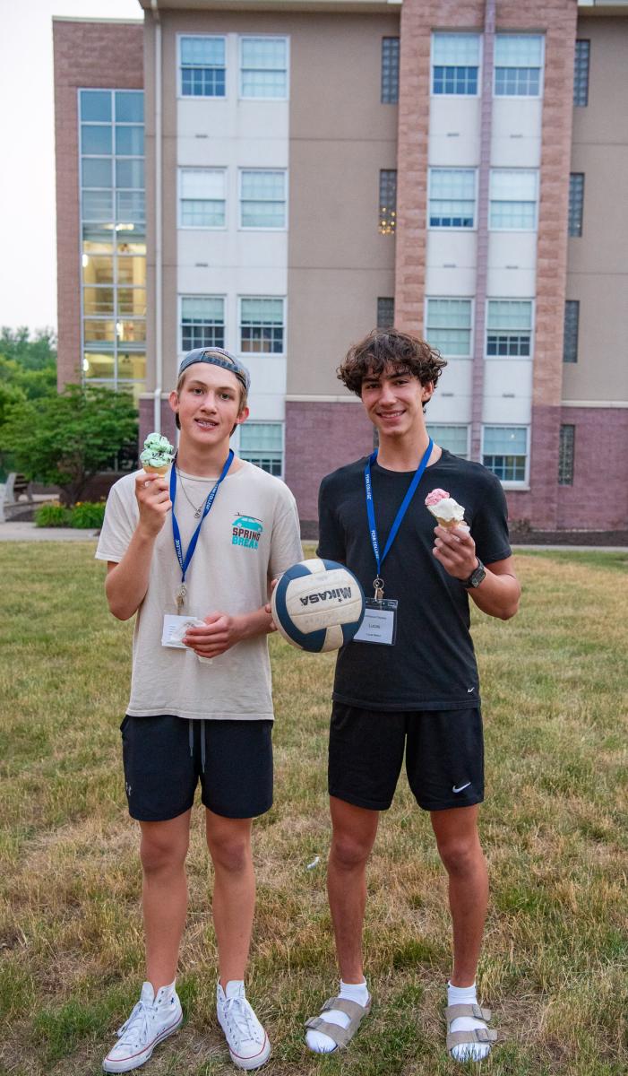 Rose Street Commons, the yard near their overnight accommodations, serves as a hot spot for cooling down with a sweet treat. 