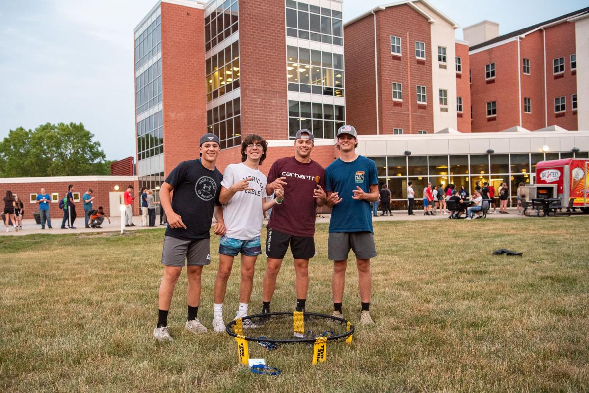 With the line to the Bruster’s trailer behind them, this foursome gets ready to work off a few calories.
