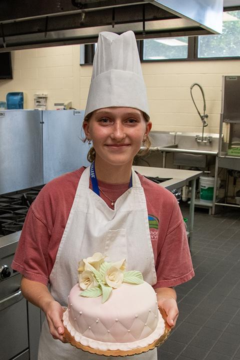 The deliciously successful finished product of a participant who had never before iced a cake.