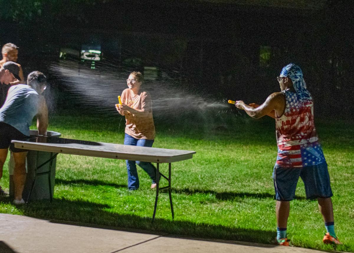 ... with cool-down blasts of H2O.