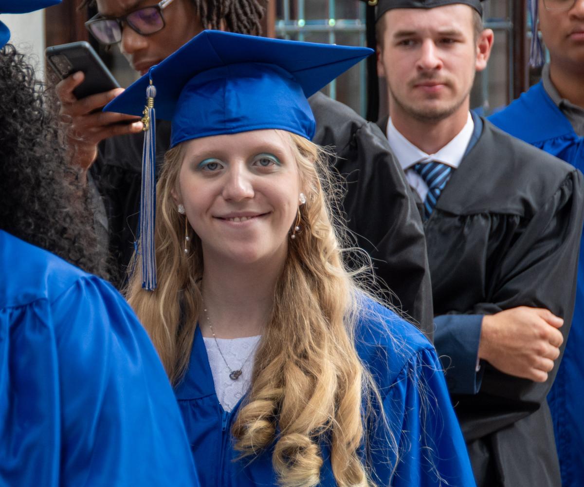 Alicia M. Walters, a culinary applications grad from Osceola, makes her way to the CAC.