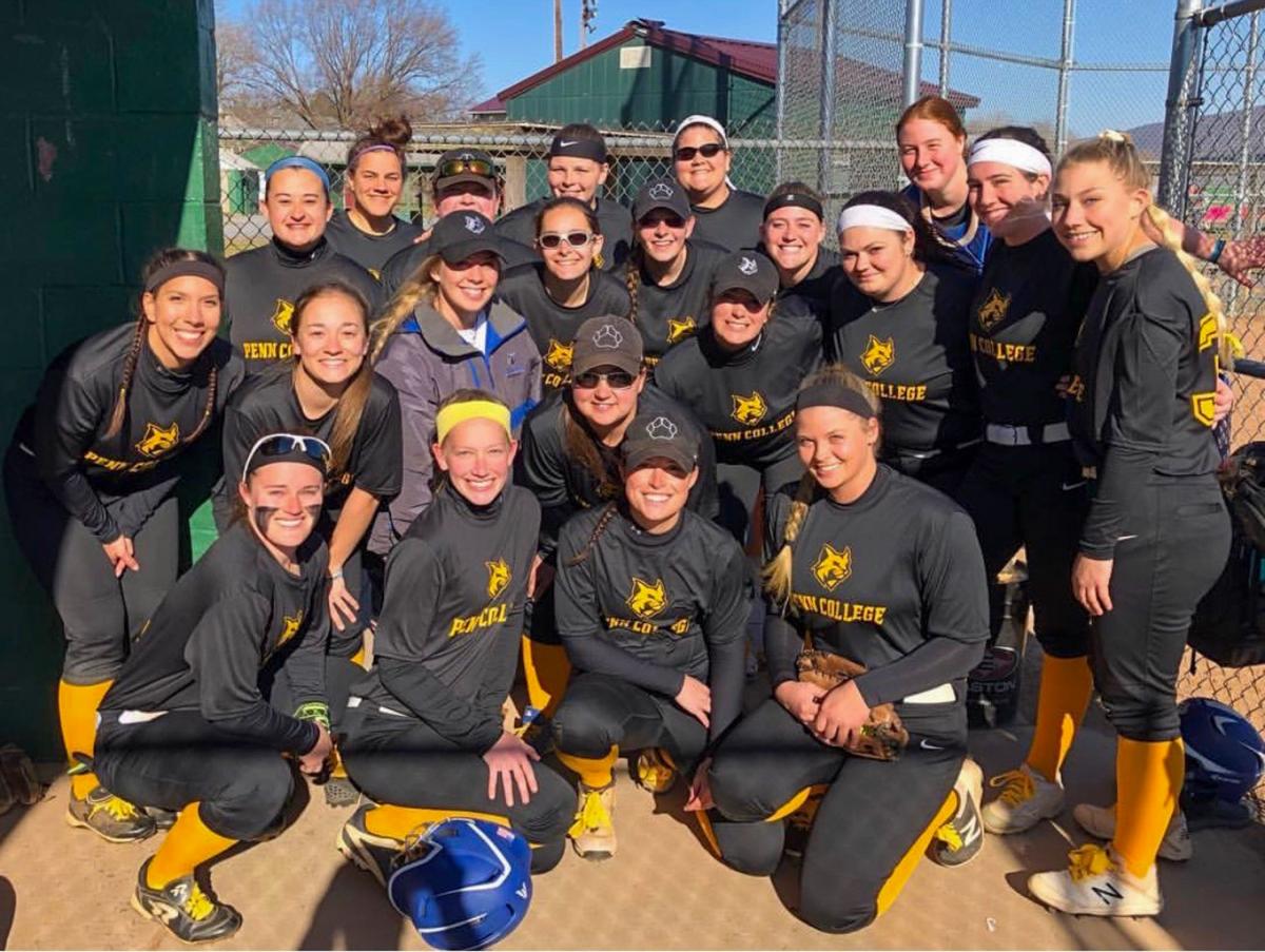 The Wildcat softball team marks its first Yellow It Out game in April 2019 – on the anniversary of Gary W. Siler’s death. Tori Siler, who played second base for Penn College, is in the front row, second from left.