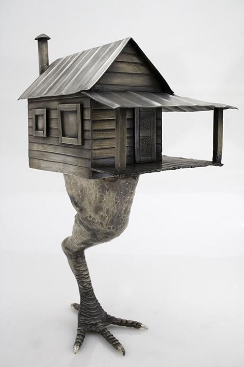 Logan Woodle’s pewter sculpture, “The House Built on Chicken Legs,” is among artwork included in “Food Justice: Growing a Healthier Community Through Art,” on display Aug. 13 through Oct. 8 at Pennsylvania College of Technology’s art gallery.