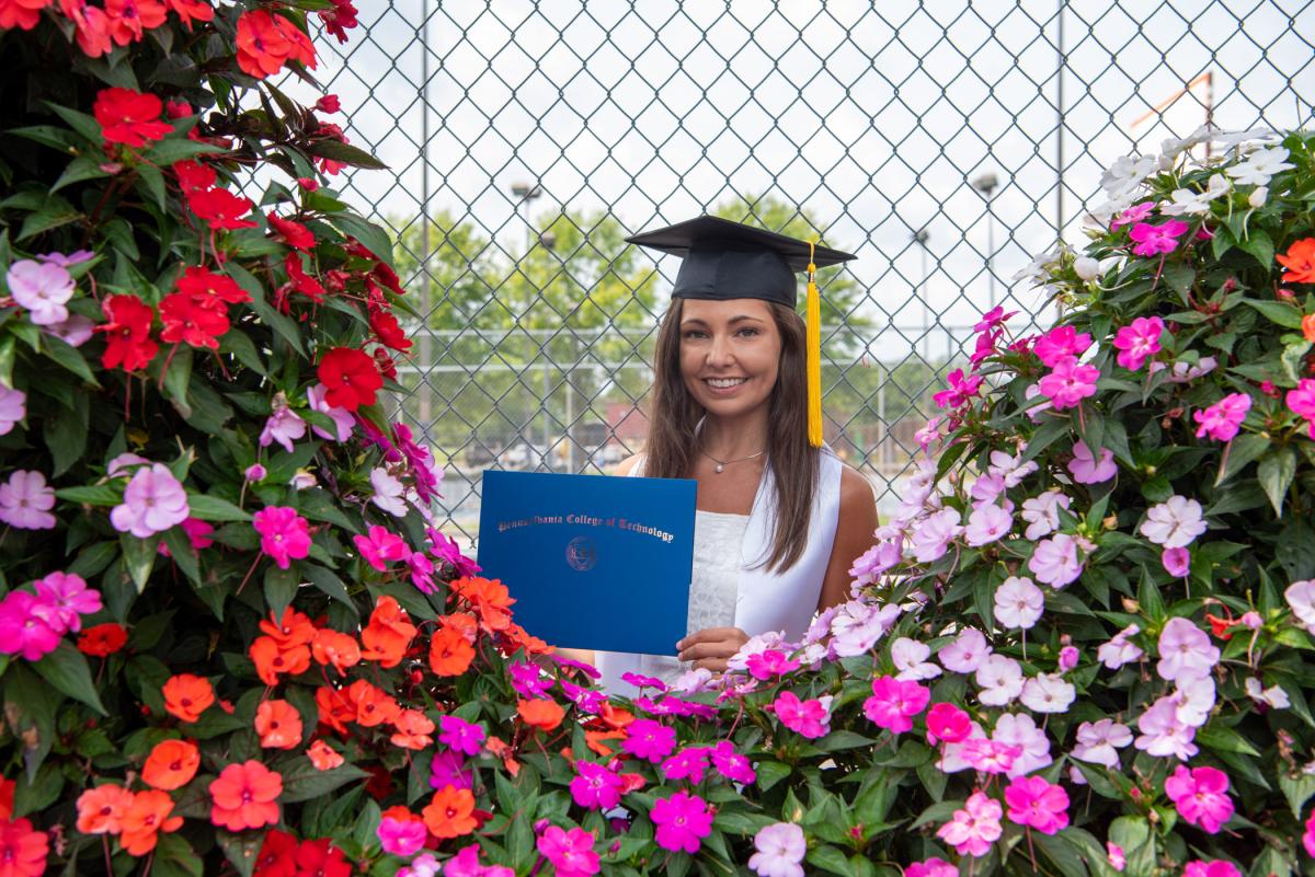 Blooming on campus and in her career is Courtney Morgan Case, combined bachelor/master of science in physician assistant studies. (Her father, Greg L., graduated from electrical occupations in 1992.)