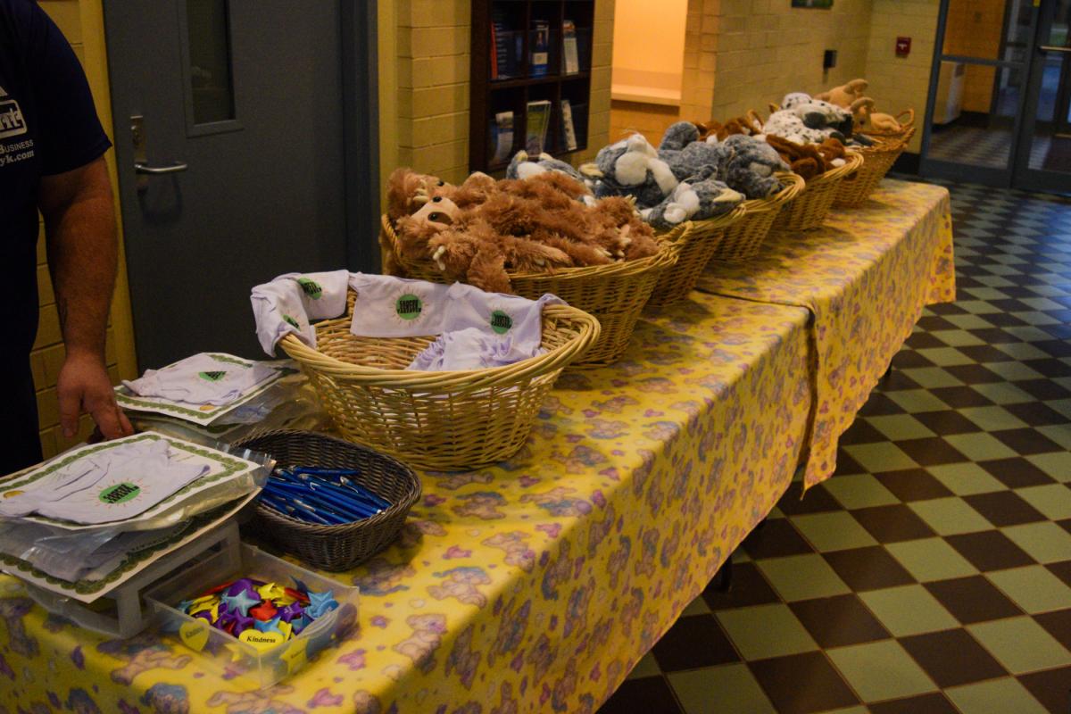 A "make and take" in the CC lobby provides everything needed to fashion a furry friend.