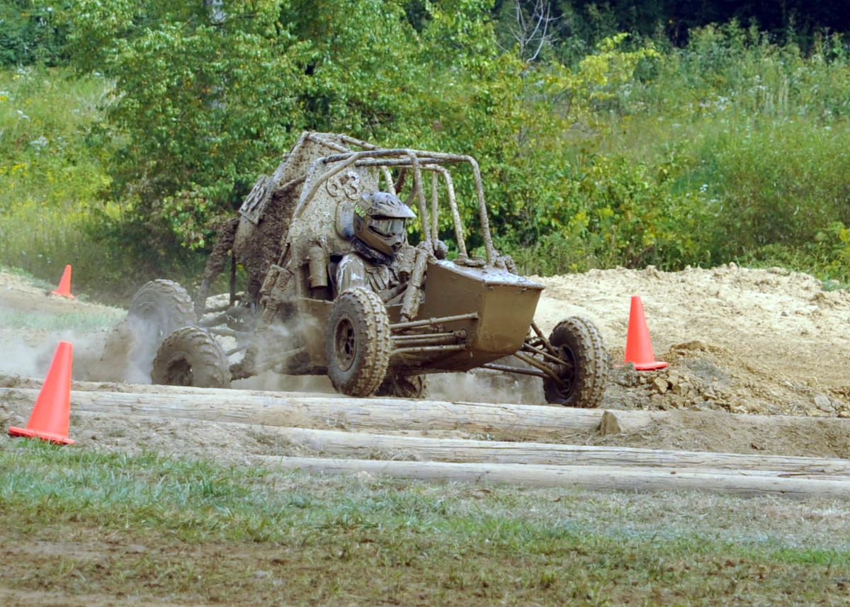 Marshall W. Fowler, of Sellersville, drives Pennsylvania College of Technology’s car in the four-hour endurance race at Baja SAE Ohio. Penn College finished ninth out of 51 entries in the race, considered the toughest test at Baja SAE competitions.