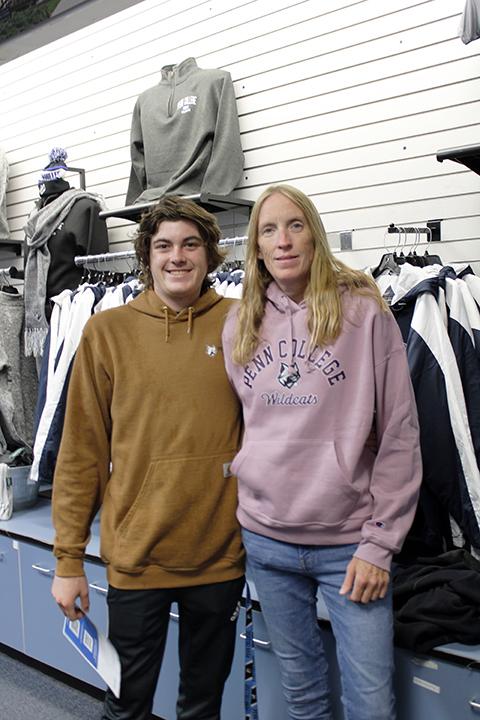 Readily rocking the hoodie look are diesel technology student Cole J. Bortree, of Greentown, and his mom.
