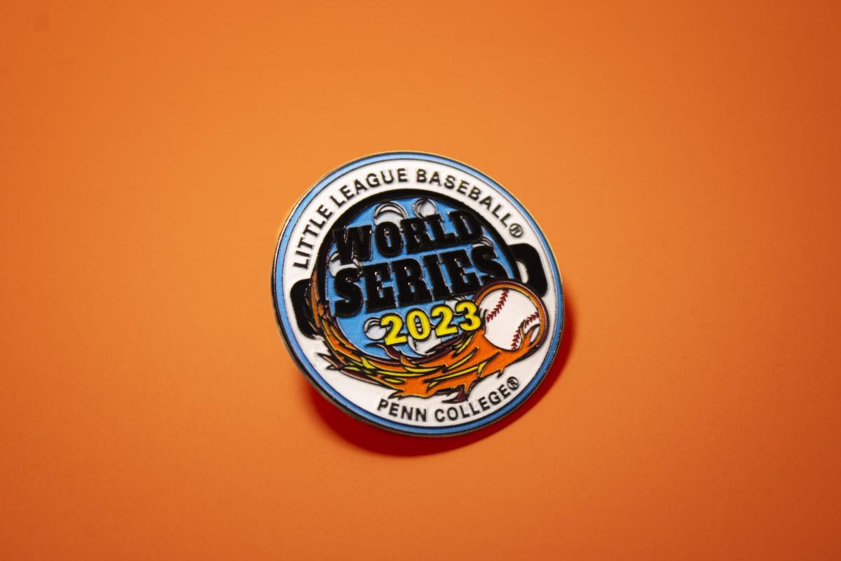 Pennsylvania College of Technology graphic design student Brock R. Hower, of Montoursville, designed a trading pin that combined the elements of cooking and Little League baseball, for sharing by the crew from the college’s Le Jeune Chef Restaurant with the 2023 Little League World Series players they served.