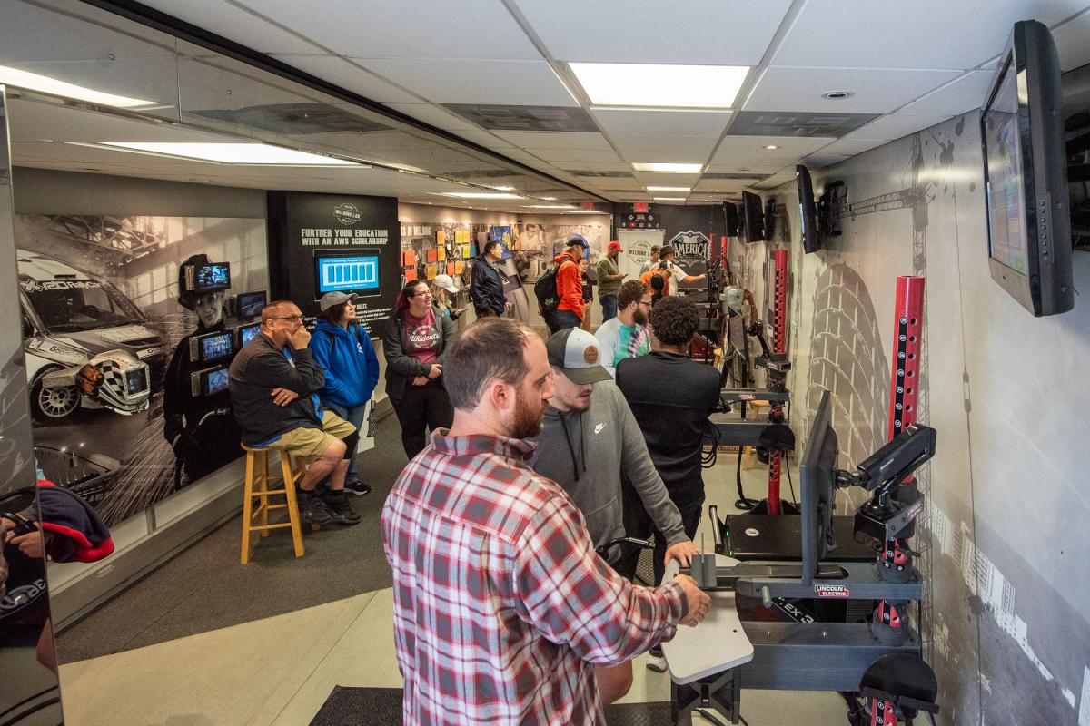 The impressive and roomy facility offers four units with Lincoln Welding simulators and full-screen monitors, each with an employee dedicated to assisting guests with their experience.