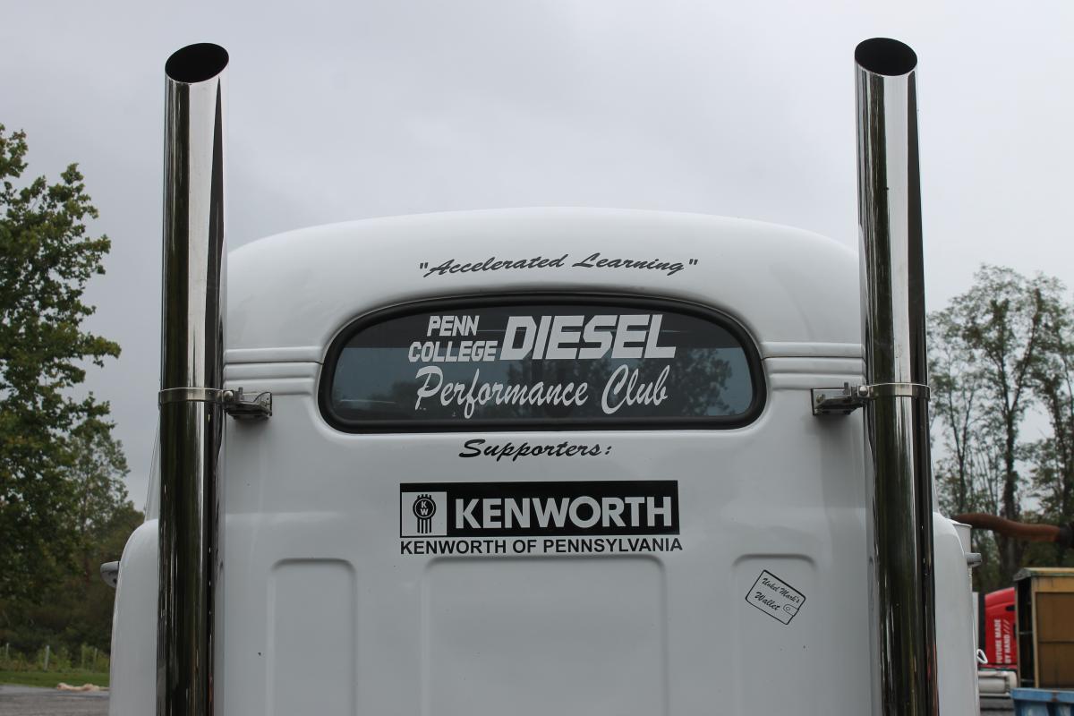 The aptly named truck includes decals denoting some of its benefactors over the years: Kenworth of Pennsylvania, a longtime corporate partner, and "Uncle Mark's wallet," a nod to Sones' investment in his students.