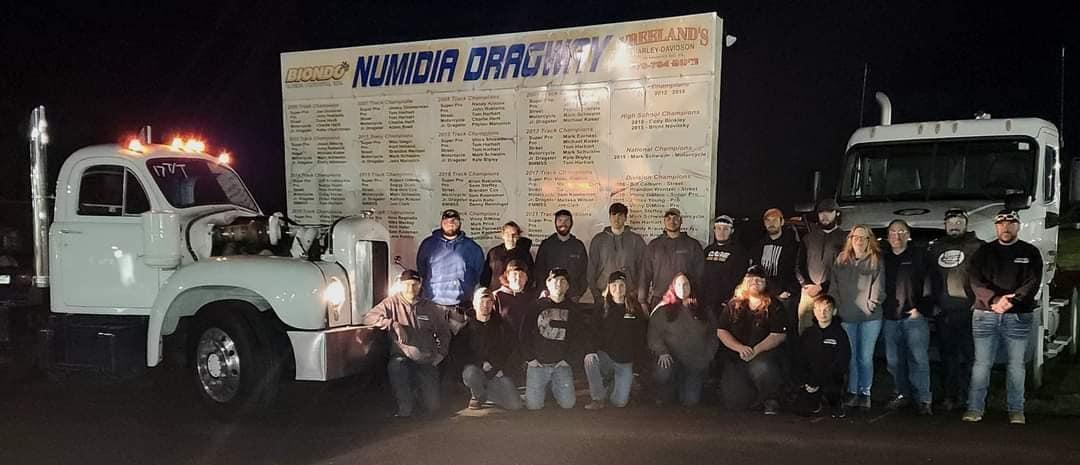 A group photo from the truck's Numidia Dragway appearance in May, courtesy of Michele Polatz (Lutzkanin's mother)