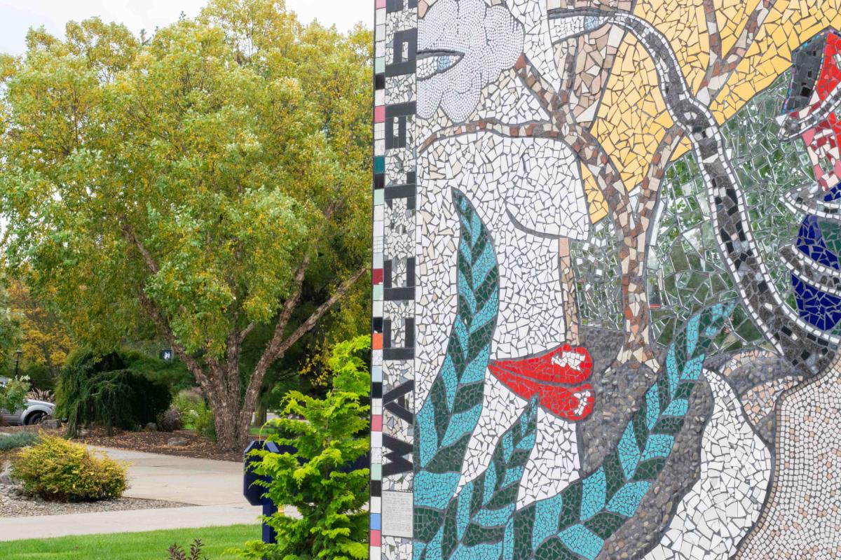 Greenery on the centennial mosaic at the Physician Assistant Center is replicated in the real-world growth beyond.