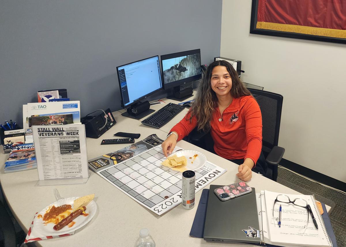 Certainly included in the week's honorees are the hundreds of student veterans and active military, like Cadence J. Copson, a pre-nursing student from Jersey Shore who serves in the Pennsylvania Army National Guard. She is also a work-study student in the Major General Fred F. Marty Veterans & Military Resource Center and treasurer of the college's Student Veterans Organization. 