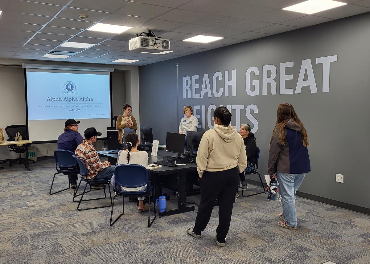 Beury, front and center for much of the week's observance, apprises the group of the Alpha Alpha Alpha National Honor Society for First-Generation College Students. If sufficient interest exists, it's possible Penn College could have a Tri-Alpha chapter as early as next year.