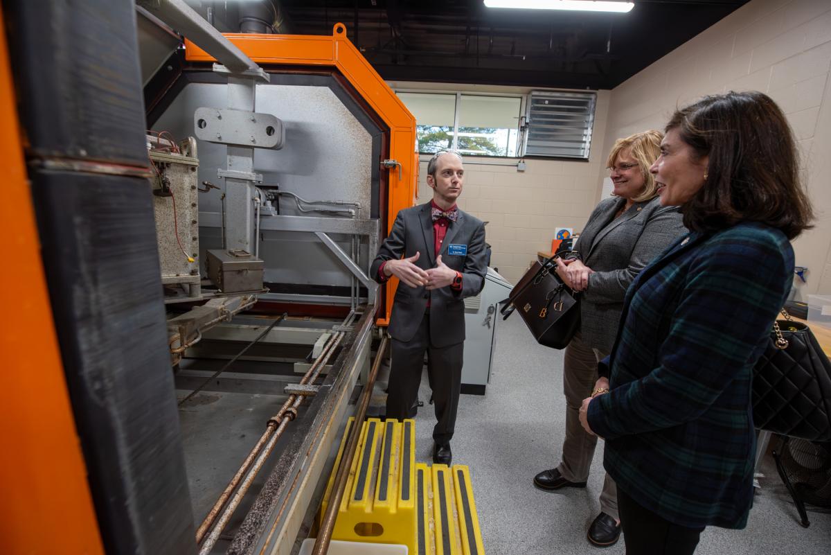 At home in any of School of Engineering Technologies' labs, Webb discusses the processes at play in the Shell Polymers Rotational Molding Center of Excellence. 