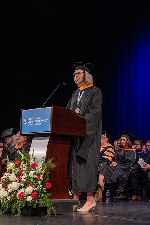 Joanna K. Flynn participates in her first commencement as the newly appointed vice president for academic affairs and provost.