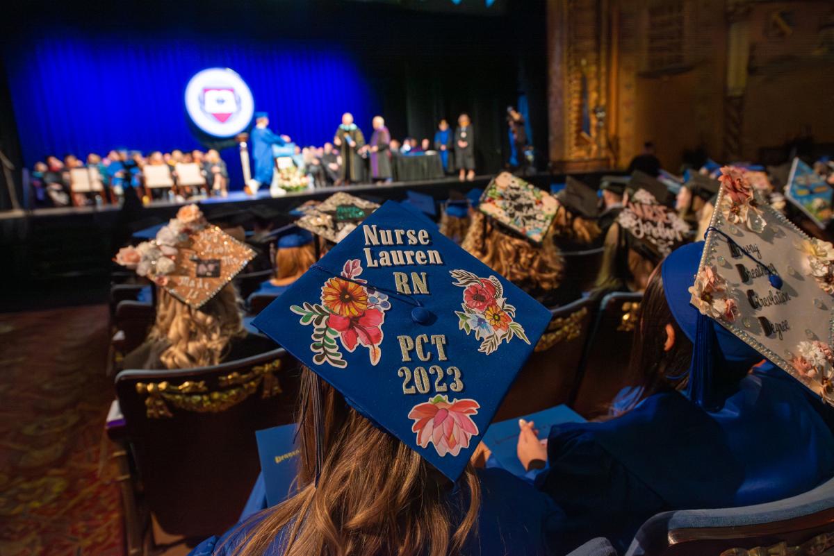 This selection of grads' caps was especially pretty – and pretty sparkly.