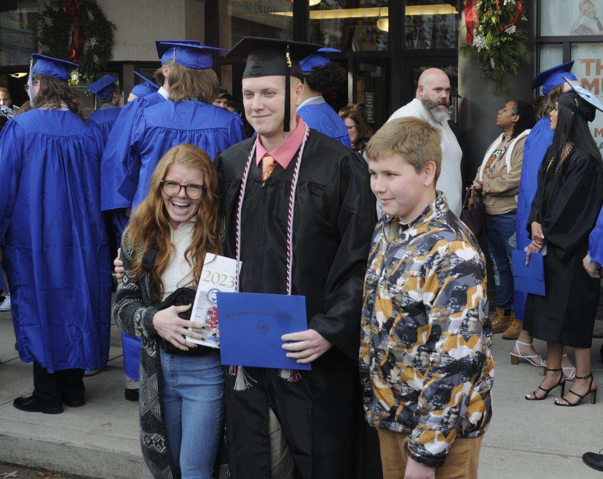Fresh from receiving his bachelor's in business administration is Cody D. Miller, joined by well-wishers that include partner Natasha Martin, who holds Penn College degrees in applied management and in landscape/horticulture technology: plant production emphasis.