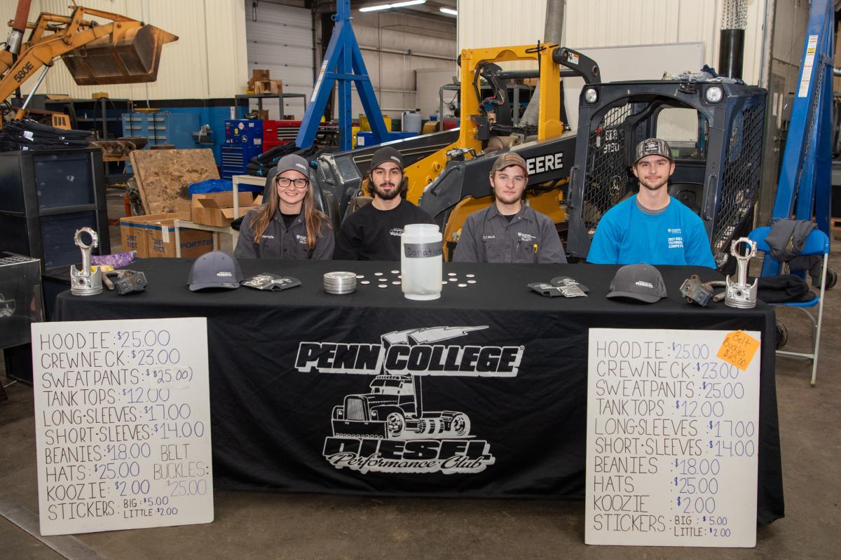 Diesel Performance Club members sell an array of items. From left are Marcayla M. Lutzkanin, Cristian Olivieri, TJ Buck and Ryan J. Baldwin.