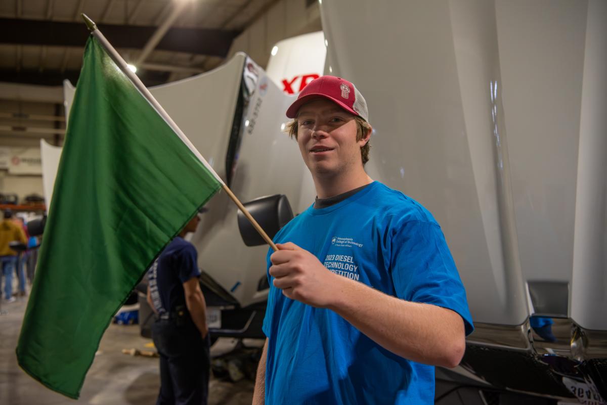 Ryan J. Dierssen, of Thornwood, New York, is a heavy construction equipment technology: operator emphasis student, and one of several students who did not rush home after finals but stayed to help out with the big event.