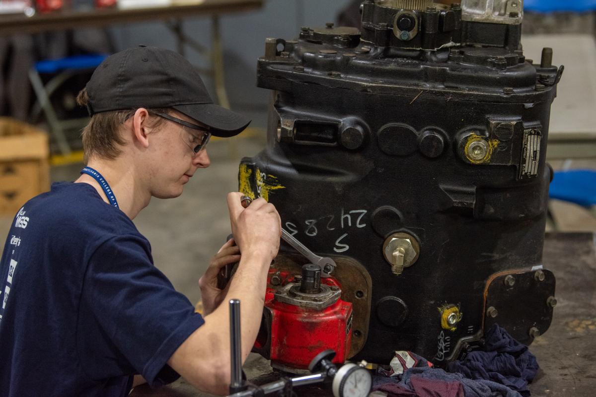 A hands-on participant, at home in the diesel lab