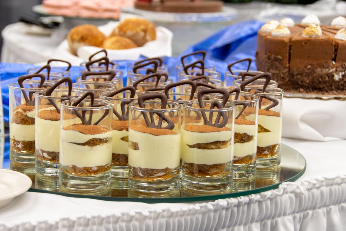 Tiramisu cups offer coffee-soaked sponge cake with a mascarpone filling.