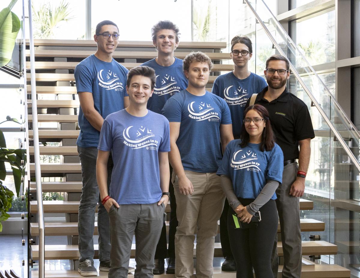  Information technology instructor Rick R. Crossen (right) and six of his students attended an IBM conference in Virginia Beach, Va., that featured two and a half days of expert speakers and networking opportunities. Front row (from left): Jared S. Patten, Jacob T. Parkes and Wendy Tapia Ayllon. Back row (from left): Corey J. Fowler II, Bruce R. Haines and Jade M. Stubblefield.