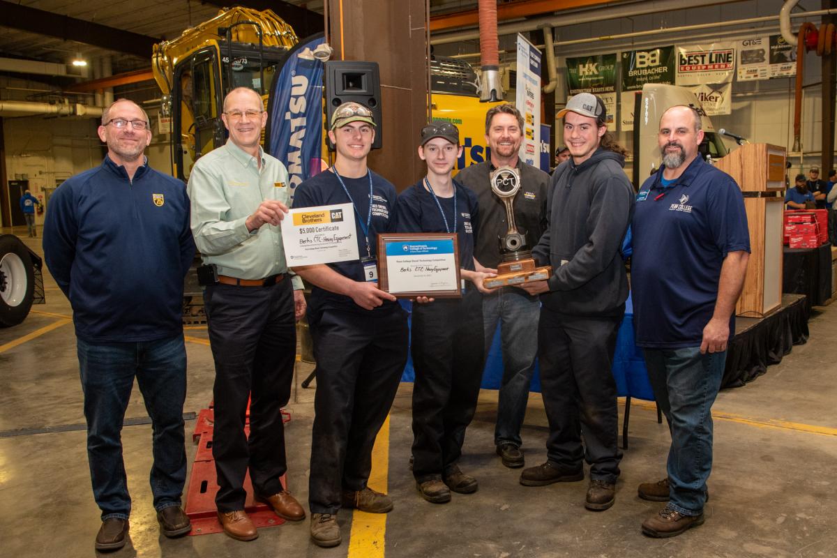Berks Career & Technology Center (heavy equipment) took home top team honors and a $5,000 training certificate from Cleveland Brothers Equipment Co. Inc. at Pennsylvania College of Technology's diesel competition on Dec. 8-9.