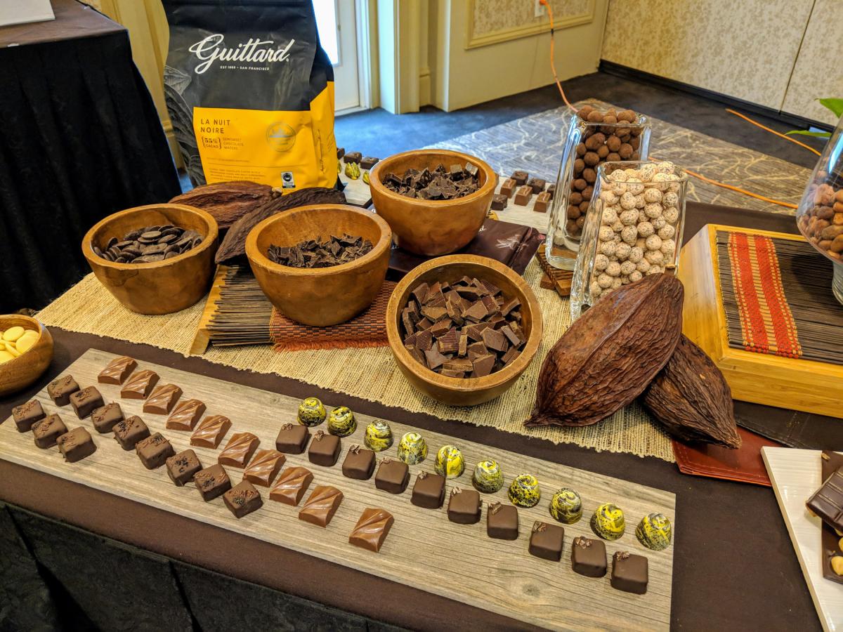 A Penn College/Guittard Chocolate display at a recent Philadelphia National Candy, Gift & Gourmet Show. The Retail Confectioners Association of Philadelphia, which produces the show, recently established an annual scholarship for Penn College baking & culinary students. 