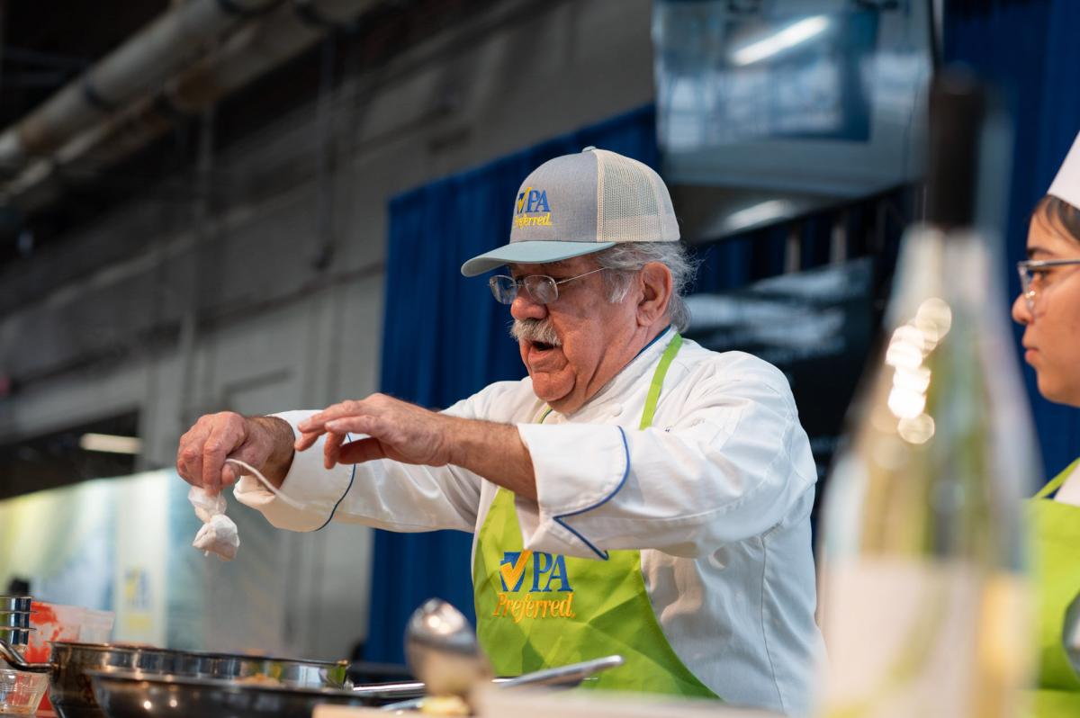 On the Farm Show’s opening day, Ditchfield demonstrates a recipe for sauteed sweetbreads and Hungarian veal goulash.