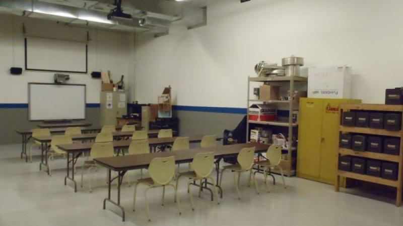 View of the classroom area in the Tactics Lab.