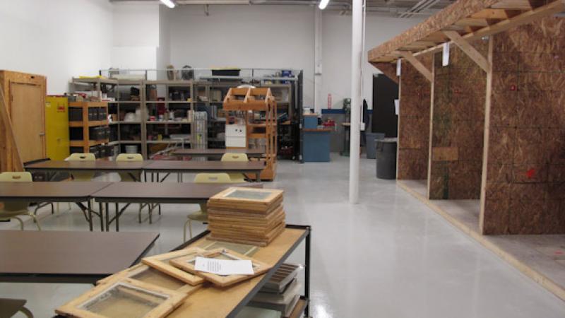 The Weatherization Tactics lab has its own classroom area and tool storage space.