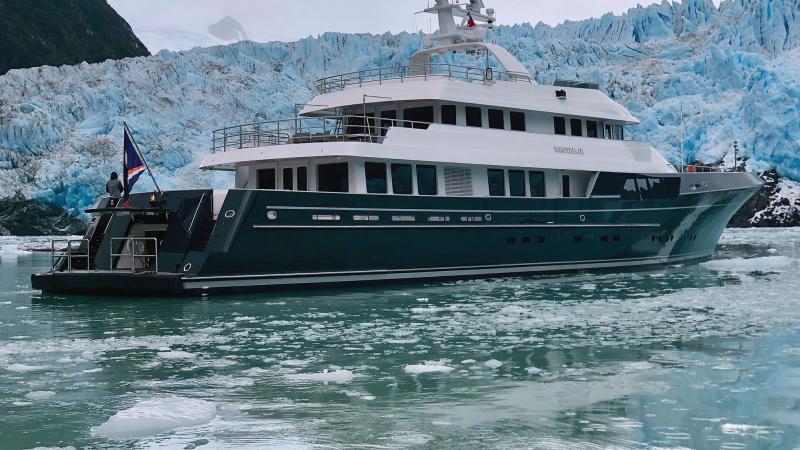 Panama, Patagonia (above) or Portugal, Dorothea III has traveled the world, following fish migration routes and winning the World Superyacht Awards’ 2020 Voyager’s Award. Photo courtesy of Dorothea III
