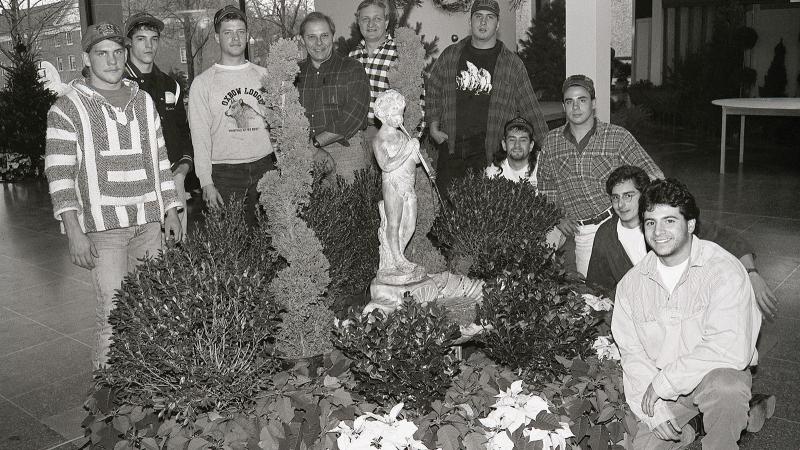 1992: Horticulture Club members participate in a service project for the Duboistown Garden Club. Instructors Richard J. Weilminster and Dennis Fink at center.