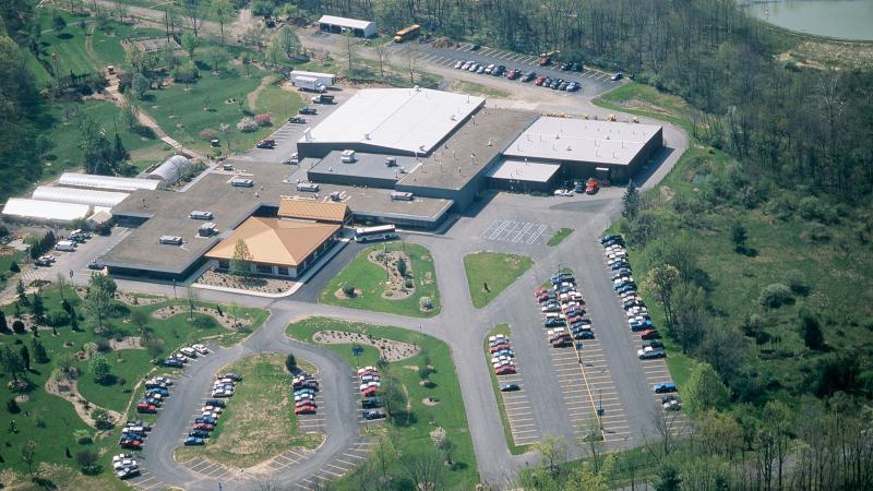 circa 1999: Aerial view of the center after renovations and expansion.