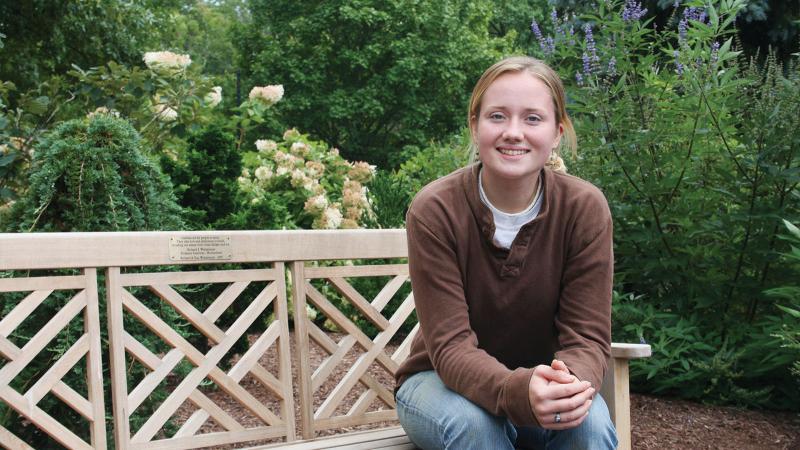 2007: Student Melissa (Berrier) Cramer, ’08, in  the arboretum. 