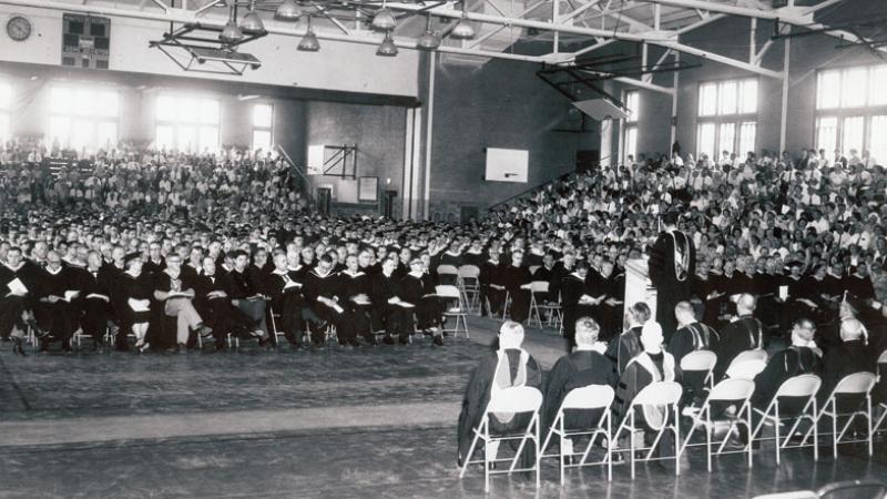 Commencement ceremonies were held in Bardo Gymnasium before the College purchased and rejuvenated the Community Arts Center in downtown Williamsport.