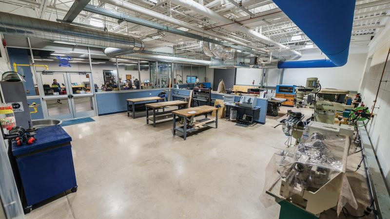  Operations in The Logue Fabritorium generally involve cutting wood, metal and plastics, as well as welding and joining. Equipment includes drill presses, lathes, milling machines, sanders, table and miter saws, routers, and grinders.