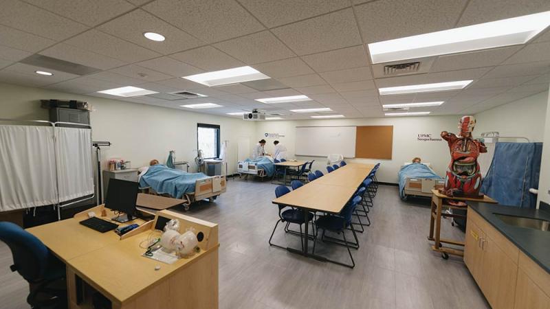  A nursing lab is one of the building’s two learning laboratories.