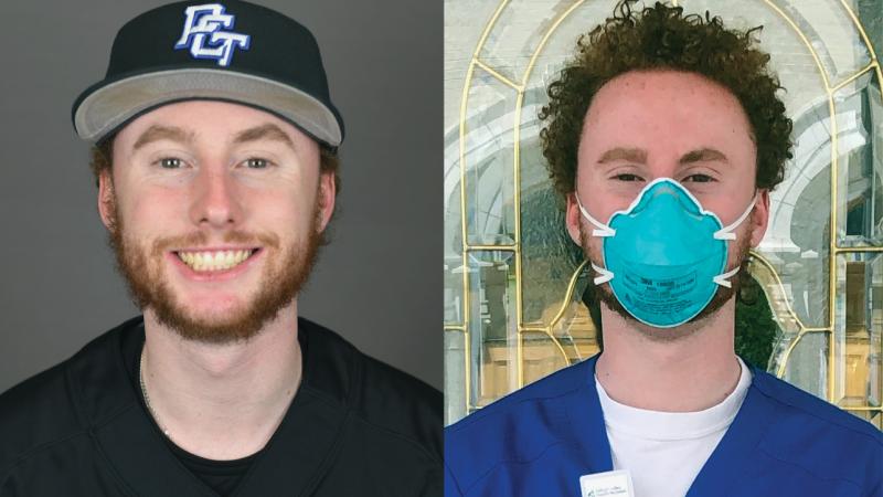 Nursing student Connor Burke, a sophomore on the Wildcat baseball team, returned to work as an emergency room technician. 
