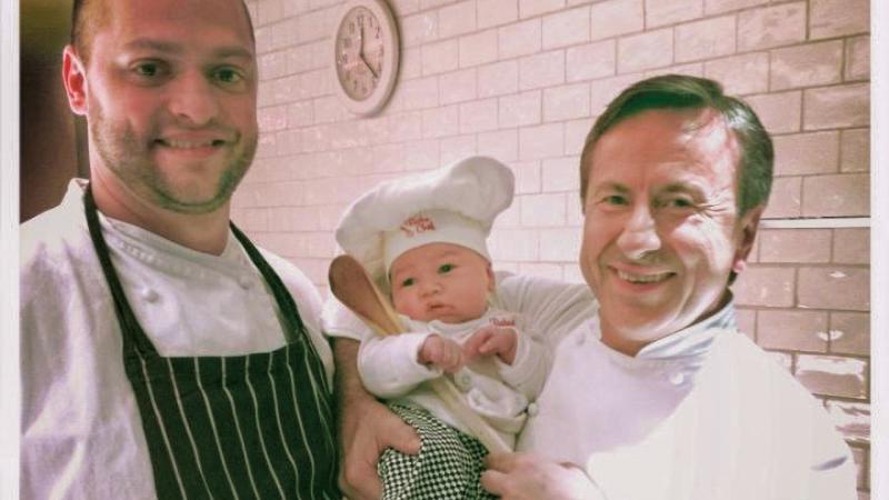 Yasharian and his son, Mason, with acclaimed restaurateur Chef Daniel Boulud in 2013. Yasharian worked for Boulud for 10 years, climbing from junior sous chef at Restaurant Daniel to executive chef of Bar Boulud London.
