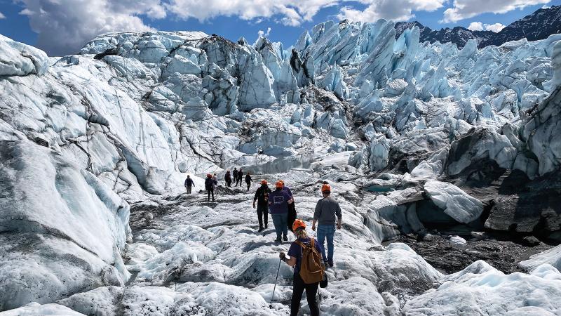 Students climb Matanuska Glacier.