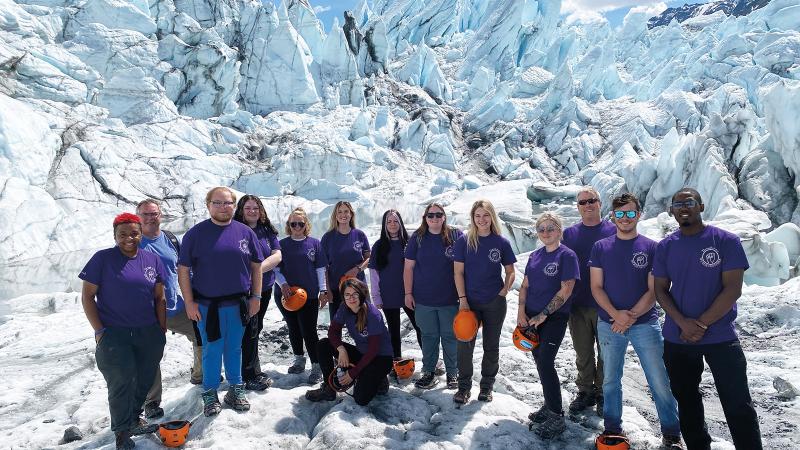 Students visit Matanuska Glacier in Sutton, Alaska –  about two hours northeast of Anchorage.