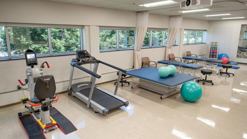 On-campus clinic space where students get hands-on training serving community patients under the supervision of a licensed physical therapist.