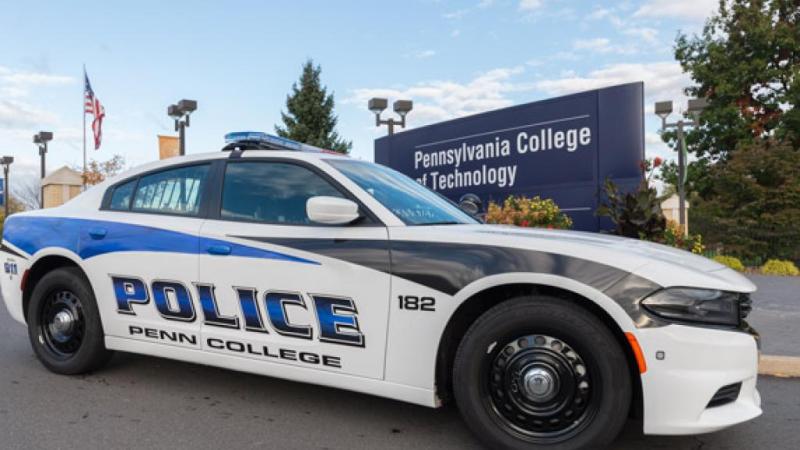 Police cat at Penn College main entrance