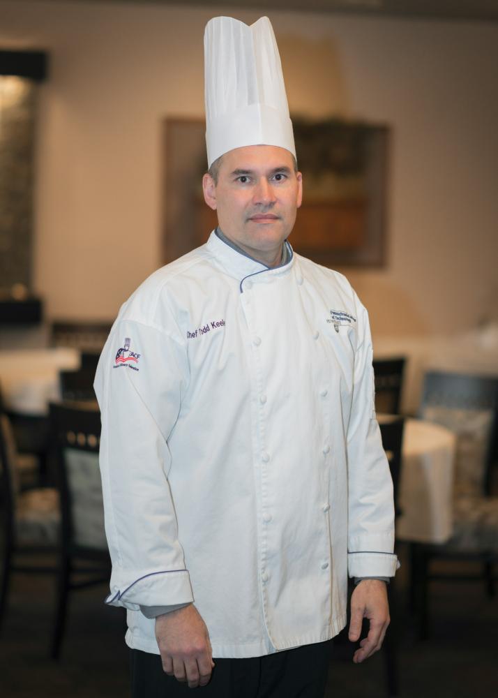 Chef Todd Keeley, wearing a chefs uniform